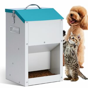 Automatic Cat Feeder Outdoor 59cups/14L Automatic Dog Feeder Cat Food Dispenser with Storage Gravity Pet Feeding Station Galvanized product image