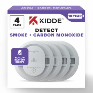 Kidde Smoke & Carbon Monoxide Detector, 10-Year Battery Powered, LED Warning Light Indicators, 4 Pack 4 Pack 30CUD10 product image