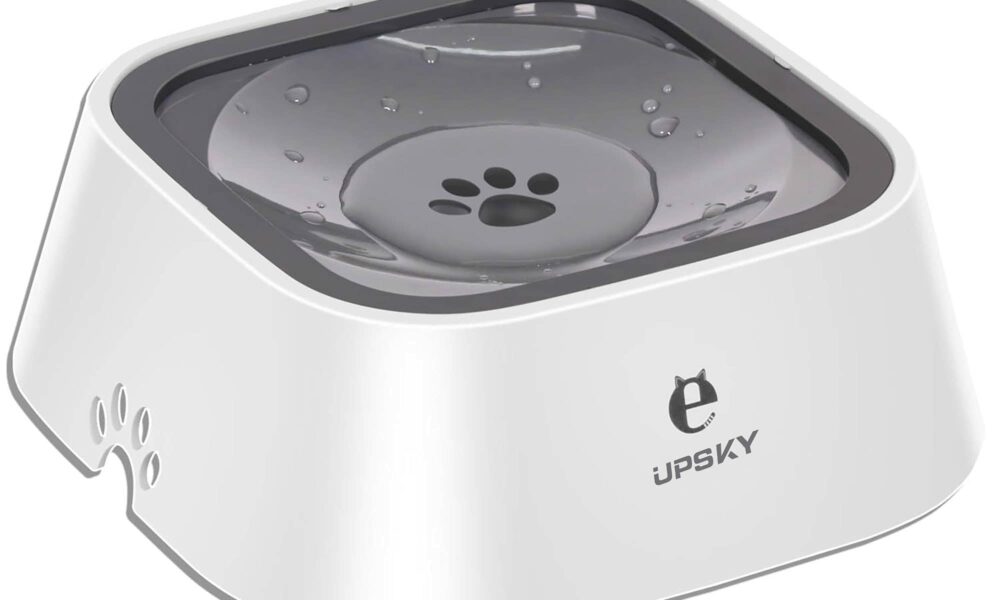 UPSKY No-Spill Pet Water Bowl, Slow Water Feeder, No-Slip Pet Water Dispenser 35oz Feeder Bowl for Dogs and Cats 35 fl oz 3.Grey product image