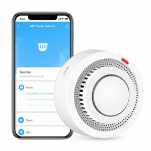 Smart Smoke Detector Fire Alarm: WiFi Smoke Detector with App Notifications, Wireless Smoke Alarm with Photoelectric Sensor for Home, Tuya App Remote Control, Battery Included product image