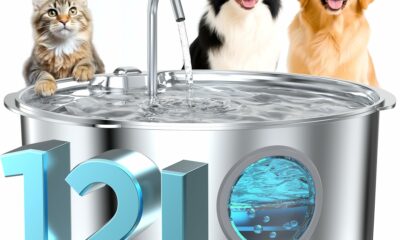 Dog Water Fountain for Large Dogs: Stainless Steel Dog Fountain Water Bowl - 3.2Gal/406oz/12L Super Quiet Big Cat Water Fountain with Visual Water Level -Great for Large Dogs Cats and Multi-Pet Home product image