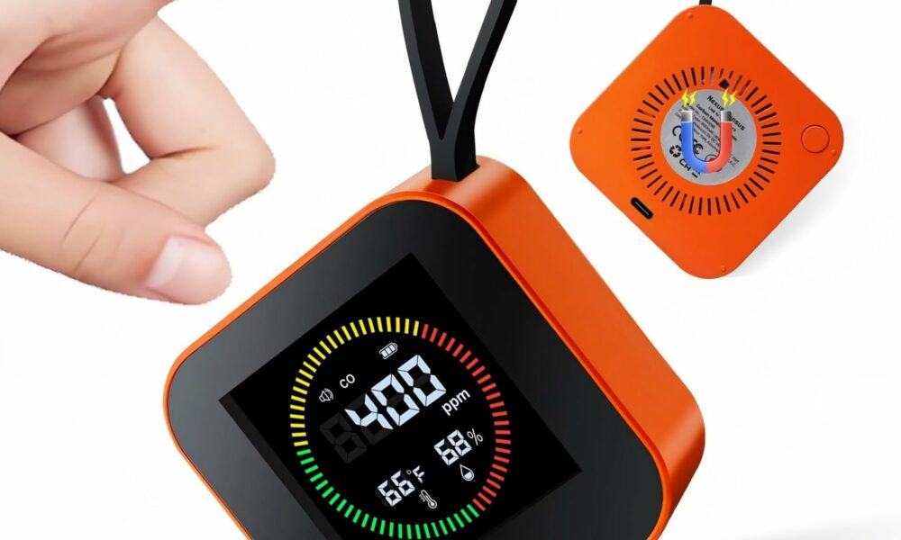 Portable Carbon Monoxide Detector for Travel – Nexus Sensus 3-in-1 CO Detector with Temp & Humidity Monitor, UL-Compliant USB-C Rechargeable Alarm for RV, Hotel, Camping, Home(1, Orange) Orange 1 product image