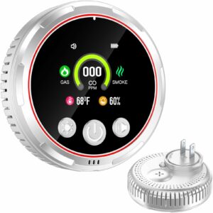 gutong 5-in-1 Smoke & CO Detector Plug-In with Backup Battery