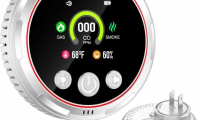 5 in 1 Smoke Detector & Carbon Monoxide Detectors Plug in, Smoke Alarm CO Detector with Backup Battery, HD Digital Screen Monitor Smoke, CO, Gas, Temp, Humidity - Home Safety for House, RV CO+Gas+Smoke product image