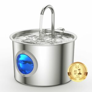 Cat Water Fountain Advanced 304 Stainless Steel 2.2L/74oz with Detachable Tank, Easy to Clean, Automatic Pet Fountain Quiet Cats Water Dispenser, Dogs (74oz Cat Fountain) product image