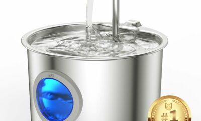 Cat Water Fountain Advanced 304 Stainless Steel 2.2L/74oz with Detachable Tank, Easy to Clean, Automatic Pet Fountain Quiet Cats Water Dispenser, Dogs (74oz Cat Fountain) product image
