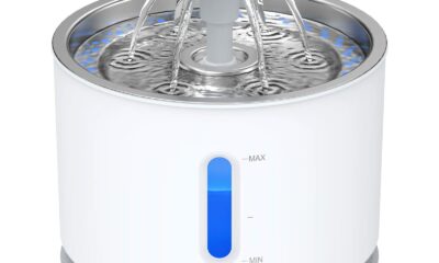 Wonder Creature Cat Water Fountain with Stainless Steel Lid, 2.4L/81oz Automatic Cat Fountain with LED Light and Water Level Window for Cats and Dogs Standard product image