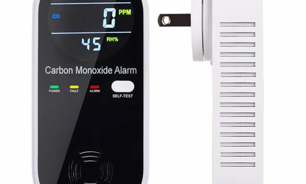 3-in-1 Carbon Monoxide Detector, Carbon Monoxide Detector Plug in Wall with Temperature & Humidity Display, CO Alarm Monitor with Color LCD Display, Accurate & Easy to Install product image