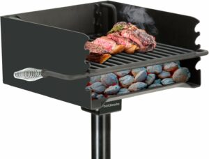boldworks Park Grill 16x16 In-Ground Charcoal Grill (360-Degree Swivel)