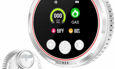4 in 1 Carbon Monoxide Detectors, Natural Gas Detector & CO Detector with Battery Backup, HD Digital Display Monitors CO, Combustible Gas, Temp, Humidity (White) product image
