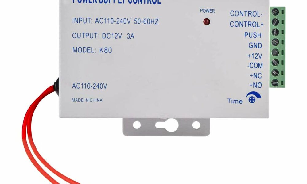 Access Control Power Supply for Door Intercom Doorbell, Various Electronic Door Locks, Video Doorbell System, K80 Power Supply Control Input AC 110-240V to Output DC 12V/3A, Worldwide Voltage product image