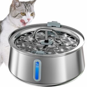 Stainless Steel Cat Water Fountain,Pet Water Fountain 4L/135oz Large Capacity,Dog Water Dispenser with Water Level Window, Multiple Filtration, Quiet Automatic Pet Fountain Easy Clean,2Faucet 2 Faucet product image