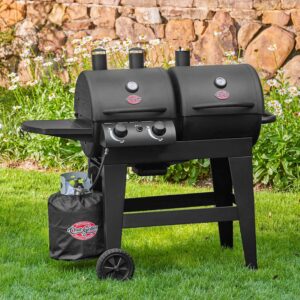 Char-Griller® Dual-Function 2-Burner 24,000 BTU Propane Gas and Charcoal Combination Grill and Smoker with 870 Cooking Square Inches in Black, Model E5030 2 Burner product image