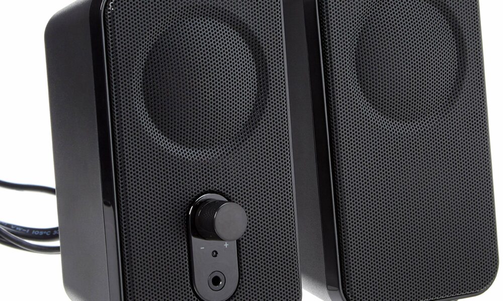 Amazon Basics Computer Speakers for Desktop or Laptop PC, AC-Powered (US Version), Black 1-Pack AC product image