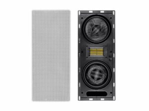 Monoprice 3-Way Carbon Fiber In-Wall Column Speaker - 6.5 Inch (Each) With Ribbon Tweeter, 8 Ohm Nominal Impedance, Magnetic Grille, 200 Watt Max, White - Amber Series product image