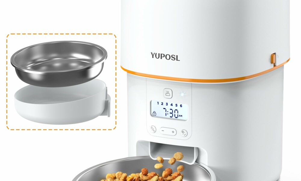Automatic Cat Feeders - 2L Cat Food Dispenser Easy to Use, Timed Automatic Pet Feeder with Over 180-day Battery Life, 1-6 Meals Dry Food Programmable Portion Control Also for Dogs White 2L product image