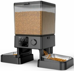 oneisall Automatic Cat Feeder for 2 Cats, 20 Cups/5L Automatic Cat Food Dispenser for Small Pets Indoor, Timed Cat Feeder for Dry Food Black Standard product image