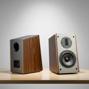 Passive Bookshelf Speakers 5.25" High Output Woofer & 4 inches Ribbon Tweeter Bookshelf Speaker one Pair Pair - Needs Amplifier or Receiver to Operate (Brown) product image