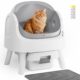Self Cleaning Cat Litter Box, Automatic Litter Box for Multiple Cats, Integrated Safety Protection with Open-Top Design Grey white product image