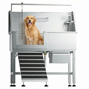 DYTREND 46-Inch Stainless Steel Dog Wash Station with Ramp