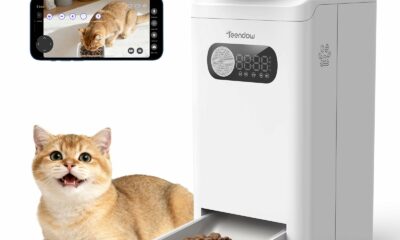 Teendow XLY-M1 Automatic Cat Feeder with Camera, 3.5L Cat Food Dispenser, AI Subscription Pet Feeder 4MP HD Video with Night Vision Timed Feeding Dry Food for Dog APP Control 5G WiFi White product image