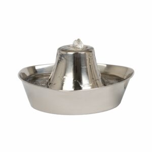 PetSafe Seaside Stainless Pet Fountain - Encourages Hydration - Dual Filtration Removes Odors - Compact Design - Rust Resistant Material - Quiet Motor - 1 Count Seaside Stainless product image