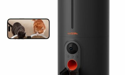 WOPET Automatic Cat Feeder with Camera for Two Cats, 6L Automatic Dog Feeder with HD Video and Night Vision, 5G/2.4G WiFi Pet Feeder for Cats & Dogs, SD Card Storage & 2-Way Audio Black/Grey Camera product image