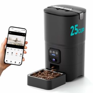 PAPIFEED Automatic Cat Feeder with Camera, 6L Smart WiFi Cat Food Dispenser for Dry Food, Scheduled Feeding You Can Rely On, 1080P HD Monitoring, App Control, Dual Power Backup product image