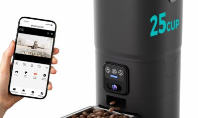 PAPIFEED Automatic Cat Feeder with Camera, 6L Smart WiFi Cat Food Dispenser for Dry Food, Scheduled Feeding You Can Rely On, 1080P HD Monitoring, App Control, Dual Power Backup product image