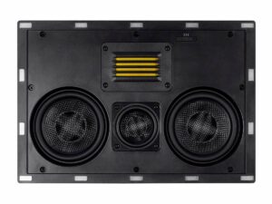 Monoprice 3-Way Carbon Fiber in-Wall Speaker Center Channel - Dual 5.25-inch (Single) with Ribbon Tweeter - Amber Series Black product image