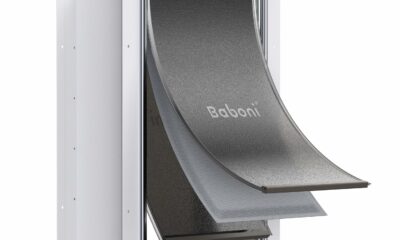 Baboni Pet Door for Wall,3-Flap,Steel Frame and Telescoping Tunnel, Aluminum Lock, Double Flap Dog Door and Cat Door, Strong and Durable (Pets Up to 100 Lb) -Large 3-Flap(Metal Frame,Aluminum Lock) Large product image