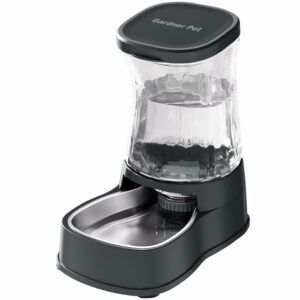 Gardner Pet Automatic Dog Water Dispenser Gravity Stainless Steel Water Waterer Feeder, 100% BPA-Free Large Capacity Water Feeding Bowls for Medium & Large-Sized Dogs Cats Other Pets -(1 Gallon) Single (1 Gallon) Dark Grey product image