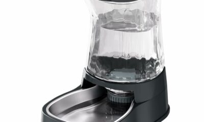 Gardner Pet Automatic Dog Water Dispenser Gravity Stainless Steel Water Waterer Feeder, 100% BPA-Free Large Capacity Water Feeding Bowls for Medium & Large-Sized Dogs Cats Other Pets -(1 Gallon) Single (1 Gallon) Dark Grey product image
