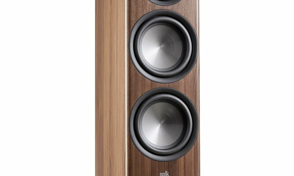 Polk Audio Reserve Series R700 Tower Speaker, 1" Tweeter, a 6.5" Woofers & Dual 8" Long-Throw Drivers, Hi-Res Certified, Dolby Atmos & IMAX Enhanced for Dynamic Home Theater Audio, Walnut Brown Brown Single Speaker product image