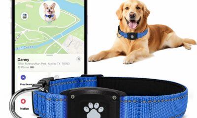 GPS Dog Collar Tracker 2-in-1,Reflective Waterproof Pet Collar,iOS-Only,No Monthly Fees,Unlimited Range,Ideal for Dog Tracking pet Tracker,for Small Medium Large Dogs(L (16.6"-24"), Blue) Blue L(16.6''-24'') product image