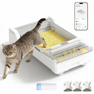 Open Top Automatic Self Cleaning Cat Litter Box, Extra Large Electric Cat Litter Box with APP Control Health Monitor, Smart Litter Tray for Multiple Cats, Anti-Pinch, Come with 20 Liners C32 + Liners product image