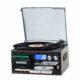 9-in-1 Retro Turntable with Built-in Speakers, Reocrd Player with Bluetooth, AM/FM Radio, CD, Cassette, USB/SD Playback, Remote Control, and Headphone Jack Dark Brown product image