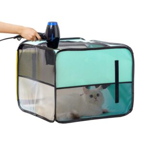 Pet Dog Cat Drying Box | Anti-Hair Flying | Portable Foldable Cat Drying Room | Drying Crate Cage for Small and Medium Dogs (Green) Turq product image