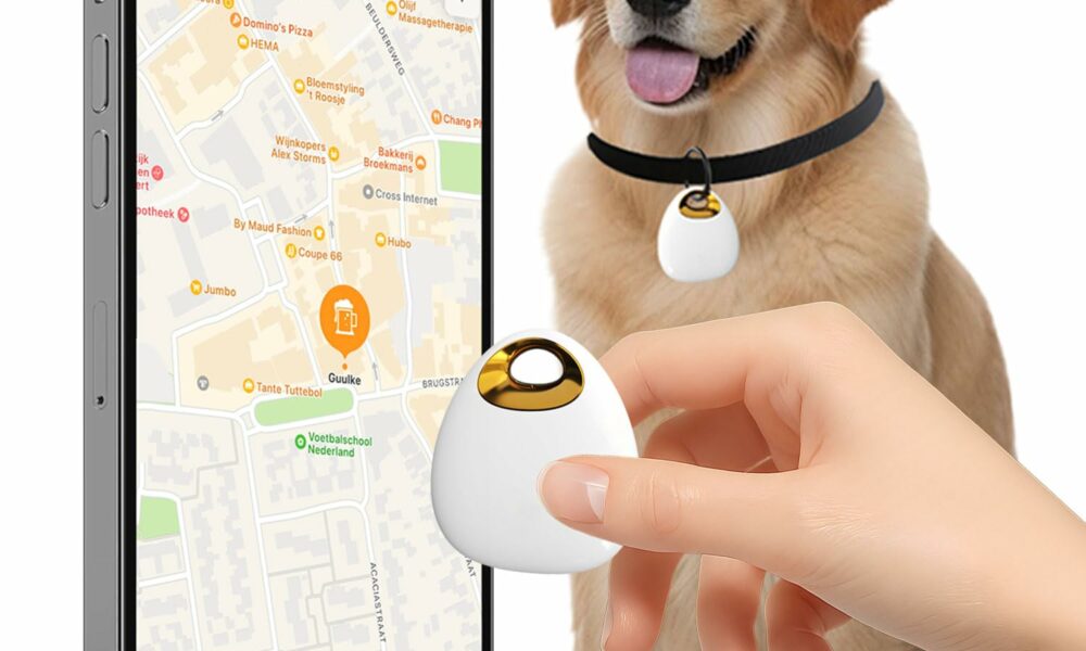 GPS Tracker for Dogs & Cats – Waterproof, Lightweight, Mini Real-Time Pet Locator with 1-Year Battery, No Subscription or SIM Required, Track History, iOS & Android Compatible product image