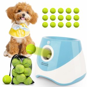 Automatic Ball Launcher for Dogs: 2" Mini Tennis Ball Thrower with 3 Distance Settings,Interactive Puppy Pet Ball Indoor Thrower Fetch Machine for Small to Medium Dogs,Blue Blue 10-30FT for Small Dogs product image