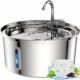 Cat Water Fountain Stainless Steel - 108oz/3.2L Large Capacity Cat Fountain for Drinking, Ultra Quiet Metal Pet Water Fountain for Cats, Small Dogs, Multiple Pets Silver product image