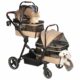 Foldable Double Pet Stroller for 2 Small Medium Cats Dogs, Lightweight Single and Double Integrated Pet Stroller with Detachable Carriers Khaki Double product image