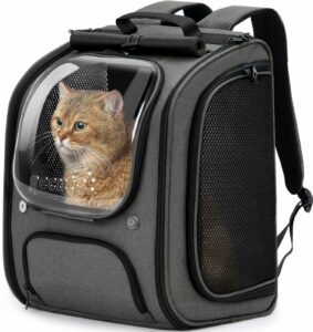 Pecute Cat Backpack Carrier, Large Space Cat Bubble Backpack, Breathable Cat Carrier, Shaded Dog Backpack Carrier, Ergonomic 3D Design for Travel, Hiking, Walk, Suitable for Shopping, Car, Vet, Gray 12.6"L x 10.2"W x 16.5"H Gray product image