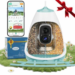 Smart Bird Feeder with Camera, Dual Seed Chambers & Spill Resistant, Solar-Powered HD Birdhouse with Camera Free AI Birds Species Recognition, Real-Time App Alerts – Ideal Gift for Bird Lovers, Blue Sky Blue product image