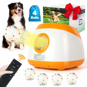 Automatic Ball Launcher for Dogs, Dog Ball Thrower with 40-60-80Ft Distance, Rechargeable Automatic Launcher with 4 Balls (2.5"), Remote Control Launcher for Medium & Large Orange product image