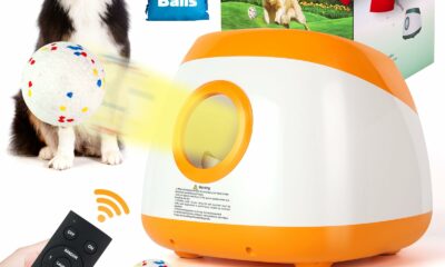 Automatic Ball Launcher for Dogs, Dog Ball Thrower with 40-60-80Ft Distance, Rechargeable Automatic Launcher with 4 Balls (2.5"), Remote Control Launcher for Medium & Large Orange product image