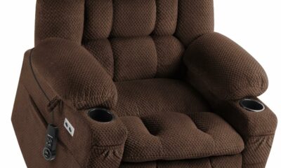 Tami Tami Dual Motor Power Lift Chair Recliner for Elderly with Massage and Heat, Infinite Position Electric Lift Recliner with Adjustable Headrest, USB (T6015 - Plush Fabric, Dark Brown, Medium) Dark Brown Medium product image