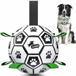 QDAN Dog Toys Dog Balls, World Cup Dog Soccer Ball with Straps, Dog Birthday, Herding Ball, Durable Balls for Small Medium Pet, Puppy Outdoor Toy (6 Inch) Black Green 6 Inch product image