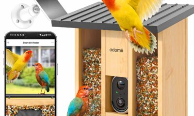 Bird Feeder with Camera, 2.4L Solar Powered Birdfeeder with AI Bird Identification & Alerts, Squirrel-Proof & Weatherproof, Adomii Window Bird Feeder with Double Bin, 1080p HD Live Camera product image