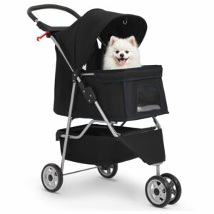 BestPet 3-Wheel Pet Stroller with Mesh